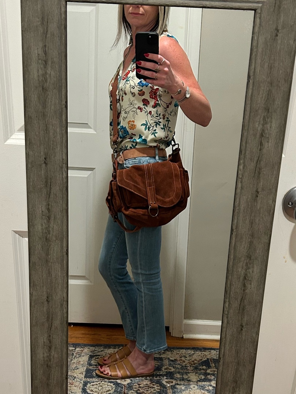 Free People Wylie Suede Saddle Shoulder Crossbody Bag in Rust - Picture 7 of 16